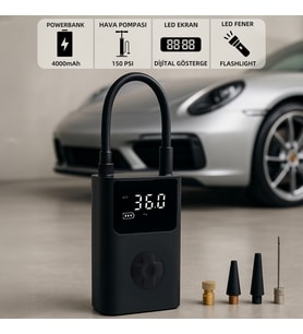 Mioji Mio 11 Plus 150PSI 4000mAh Taşınabilir Araba Hava Pompası (Siyah)