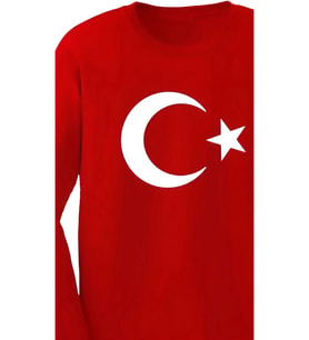 Unisex Çocuk Uzun Kollu Kırmızı Ay-yıldızlı Tişört