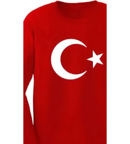 Unisex Çocuk Uzun Kollu Kırmızı Ay-yıldızlı Tişört