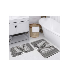 Rovigo Home Dijital Baskılı 2'li Banyo paspas Takımı RVG5242 (Siyah)