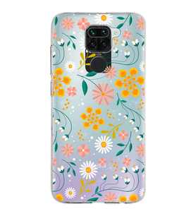 Xiaomi Redmi Note 9 Uyumlu Kapak Çiçek Tasarımlı Şeffaf Silikon Kılıf