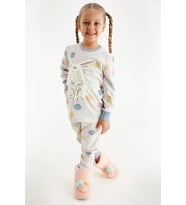 Kız Çocuk Pamuklu Uzun Kollu Tavşanlı Pijama Takımı