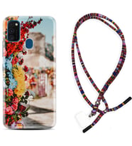 Samsung M21 M22 M23 M30 M31S M32 Kılıf Boyun Asklı Rasta Silikon Gerçek Çiçekler 1743
