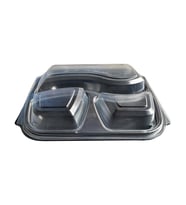 Şeffaf Kapaklı Sıcak Soğuk Isıya Dayanıklı Yemek Salata Kabı - 3 Bölmeli - 21x25 Cm. - 100 Adet