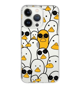 Apple iPhone 13 Pro Uyumlu Kapak Duck Tasarımlı Şeffaf Silikon Kılıf