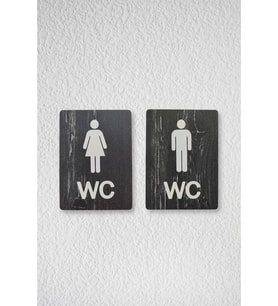 Kadın-Erkek WC Yönlendirme Levhası- İkili Set - Ceviz