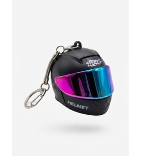 Işıklı Fenerli Mini Moto Kask Anahtarlık Siyah