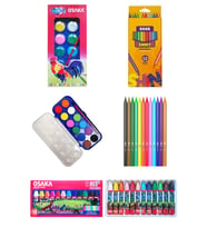 Silka Shiny Kuru Boya 12'li Osaka Pastel Boya 12'li Osaka Sulu Boya 12'li Kırtasiye Seti Okul Seti