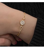 925 Ayar Gümüş Gold Baget Taşlı Kadın Bileklik
