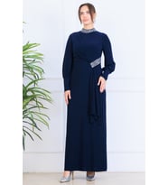 Melisa Sarkaçlı Tesettür Abiye İndigo