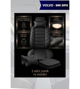 volvo s60 2015 Koltuk ve Kılıf uyumlu Lüks Minder Yastık Siyah 2 Minder 2 Yastık