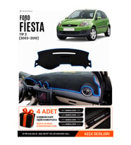 FORD FİESTA TİP 2 (2003-2010) Uyumlu Torpido Örtüsü Torpido Kılıfı - Siyah Mavi