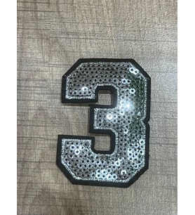 6X5 CM ÜTÜ İLE YAPIŞAN PAAYETLİ 3 RAKAMI ARMA YAMA DİKİŞ AKSESUARI