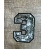6X5 CM ÜTÜ İLE YAPIŞAN PAAYETLİ 3 RAKAMI ARMA YAMA DİKİŞ AKSESUARI