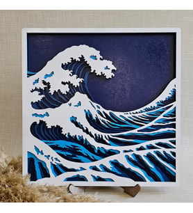 LeradLazerArt Hokusai Kanagawa'nın Büyük Dalgası Ahşap Duvar Tablosu. Ev ve Ofis Duvar Tablosu
