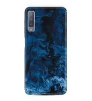 Samsung Galaxy A7 2018 Kılıf Silikon Desen Özel Seri Blue Zigzag 1687