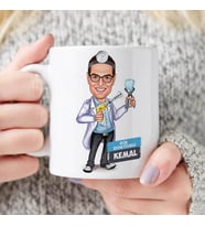 Kişiye Özel Karikatürlü Erkek Diş Doktoru Kupa Bardak