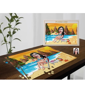 BK Gift Kişiye Özel Tatilci Kadın Tasarımlı 1000 Parça Profesyonel Puzzle-2, 1000 Puzzle, Arkadaşa Hediye