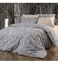 Keep London Home Series Natural Cotton(Doğal Pamuk) Çift Kişilik Nevresim Takımı-Gri (Desenli)