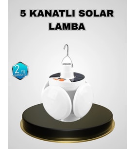 5 Kanatlı Solar Kamp Lambası – USB Şarjlı, Taşınabilir, IP65 Su Geçirmez Bahçe Lambası