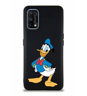 Realme 7 Pro Soft Premier Kapak Donald Duck-C Tasarımlı Silikon Kılıf - Siyah (Şeffaf)