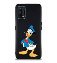 Realme 7 Pro Soft Premier Kapak Donald Duck-C Tasarımlı Silikon Kılıf - Siyah (Şeffaf)