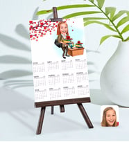 BK Gift Kişiye Özel 15x21 cm Fotoğraf Kartlı Kadın Öğretmen Karikatürlü Şövaleli 2024 Takvim-4