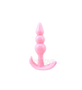 Plug Ve Vajinal Plug 3 Boğumlu Silikonlu Pembe Renk