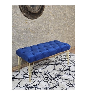 Gold Tel Ayaklı 90 cm Puf Bench - Puf - Bench - Kasalı Oturak - Oturak - Yatak Ucu Puf Mavi Renk 90 x 40 Boyut/Ebat (Çok Renkli)