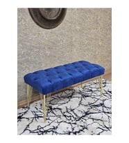 Gold Tel Ayaklı 90 cm Puf Bench - Puf - Bench - Kasalı Oturak - Oturak - Yatak Ucu Puf Mavi Renk 90 x 40 Boyut/Ebat (Çok Renkli)