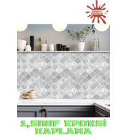 30×30cm Arabesk Çini Epoksi 1 Adet 3D Yapışkanlı Duvar Kaplama Paneli Mutfak Banyo Salon Ofis Döşeme (Gri)