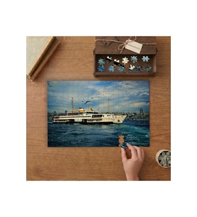 İstanbul Boğazı Vapuru Tasarımı 240 parça Ahşap Puzzle Ahşap Kutuda MP02929