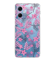 PrintiFy Xiaomi Redmi Note 12 5G Uyumlu Kamera Korumalı Floral Pembe Tasarımlı Şeffaf Kılıf