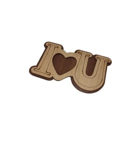Ahşap I Love You Magnet - Aşk Magnet - Kalp Magnet ( 10 Adet ) (Standart)