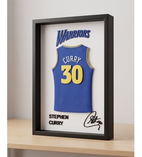 Riva Self Stephen Curry Golden State Warriors 3D Duvar Tablosu - 30 Numara İmzalı Dekoratif Çerçeve