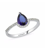 1.05 Karat Pırlanta Safir Yüzük F - Vs2  Beyaz Altın (Çok Renkli)