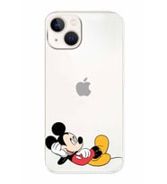 Apple iPhone 13 Uyumlu Kamera Korumalı Tıpalı Kapak Mickey Mouse TasarımlıŞeffaf Kılıf