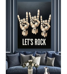 Rock El Hareketi Amblemi Dekoratif Kanvas - Mdf Ahşap Tablo