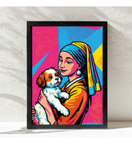 Ezgoola / İnci Küpeli Kız Köpekli Poster Çerçevesiz / Pop Art Tarzı Özel Tasarım / Ezgoola Grafik Poster / 350 gr Kaliteli Kağıt / Poster / Geçmişten Günümüze