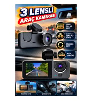 3 Lensli Araç İçi Dikiz Kamerası Sürüş Kaydedici DVR Kamera 1080P Full HD