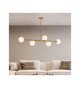Ardent 5'li Sıralı Camlı Avize RA-AVZ- 7543-81-26 (Gold)
