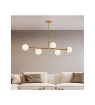 Ardent 5'li Sıralı Camlı Avize RA-AVZ- 7543-81-26 (Gold)