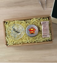 BK Gift Kişiye Özel İsimli DTF Baba Temalı Cam Kahve Fincanı & Türk Kahvesi & Gümüş Metal Kutuda Mum Hediye Seti-4, Babaya Hediye, Babalar Günü Hediyeleri