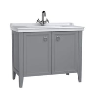 VitrA Valarte Lavabo Dolabı 100 cm Kapaklı Etajerli Lavabolu Tek Armatür Delikli Mat Gri 62157
