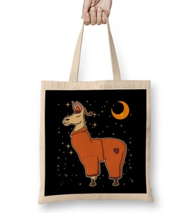 Sleepy Llama Bedtime Pajamas Dreaming Stars Moons Bez Çanta Uzun Saplı