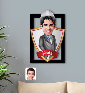 BK Gift Kişiye Özel İsimli Erkek Mühendis Karikatürlü 3D Ahşap Tablo-1