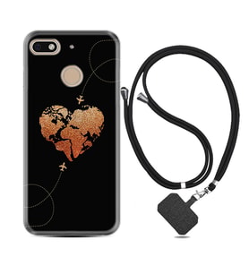 General Mobile GM8 Go GM9 GM20 Pro Plus Kılıf Boyun Askılı Silikon Plane Heart 1721