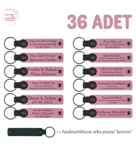 Pembe & Lacivert, Eğitim Katılımcılarına Özel Hediye 36'lı Set, Üzerine İsim Yazılı Anahtarlık