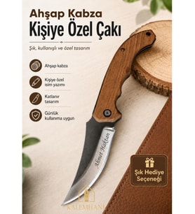 Kalemhane Kişiye Özel Ahşap Kabza Çakı Kutulu