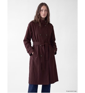 LCW Modest Bordo Dik Yaka Kuşaklı Kadın Trençkot